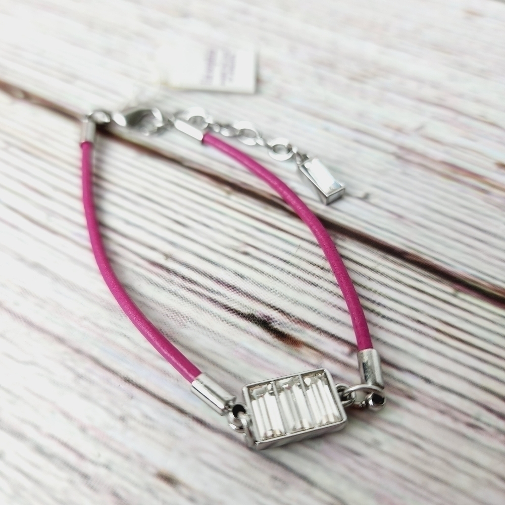 LIA SOPHIA PINK RHINESTONES LEATHER BRACELET‎ NEW WOMEN'S NWT